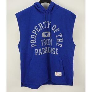 New Under Armour Rock Project Sleeveless Gym Training Hoodie Men's 2XL Blue Tank